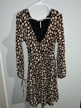 Free People Black Dress with Cream Daisy Print
